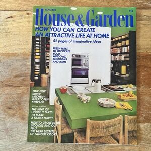 House  & Gardens January 1971 Attractive Life at Home, Open Kitchen Design MCM